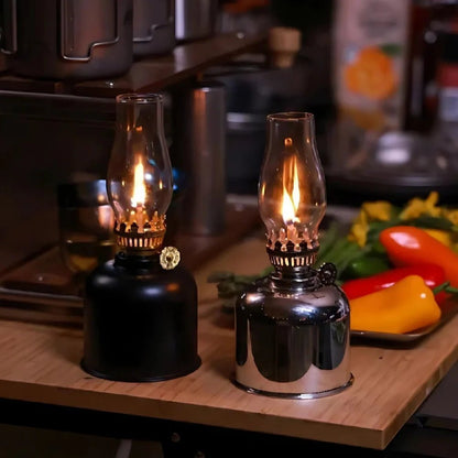 LuxRoyale Vintage Oil Lamp Windproof Electroplated Iron Finish