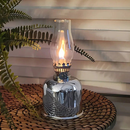 LuxRoyale Vintage Oil Lamp Windproof Electroplated Iron Finish