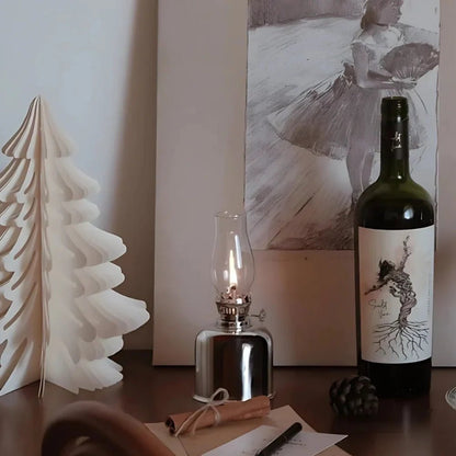 LuxRoyale Vintage Oil Lamp Windproof Electroplated Iron Finish