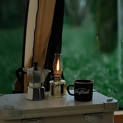 LuxRoyale Vintage Oil Lamp Windproof Electroplated Iron Finish