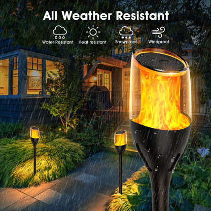 Outdoor Flickering Flame Lights, Solar Torch Garden Lamps, Waterproof LED for Patio and Yard - Default Title