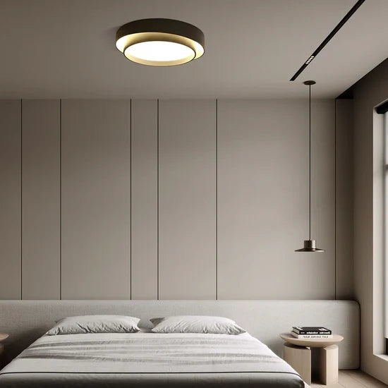 RoyaleGlow Modern LED Round Ceiling Lamp Black Flush Mount Light Fixture