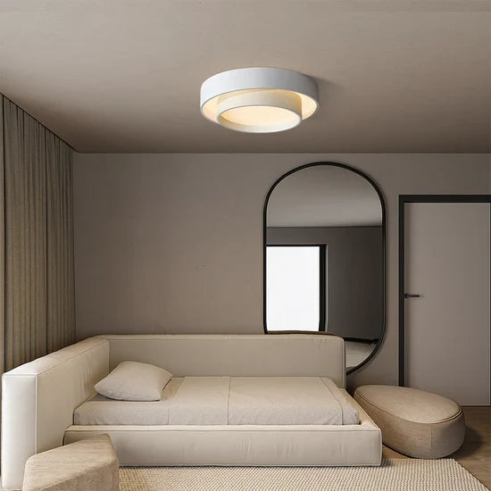 RoyaleGlow Modern LED Round Ceiling Lamp Black Flush Mount Light Fixture