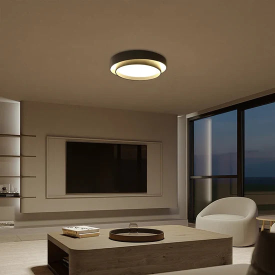 RoyaleGlow Modern LED Round Ceiling Lamp Black Flush Mount Light Fixture