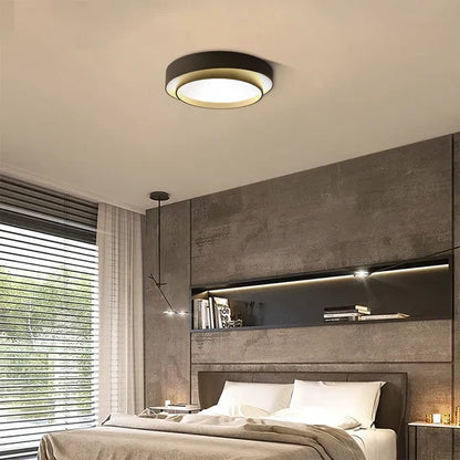 RoyaleGlow Modern LED Round Ceiling Lamp Black Flush Mount Light Fixture