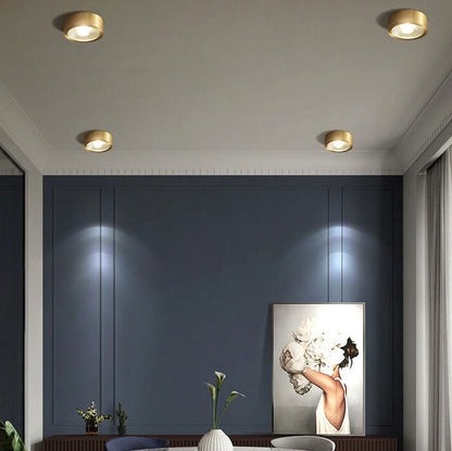 Lumora Copper Flush Mount Built In LED Ceiling Light For Hallway Living Room Bedroom