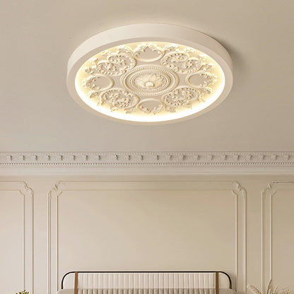 Flush Mount Ceiling Light Iron Acrylic 12.99 in White Living Room Bedroom Minimalist Built-in LED Dimmable Lighting | Kalsten