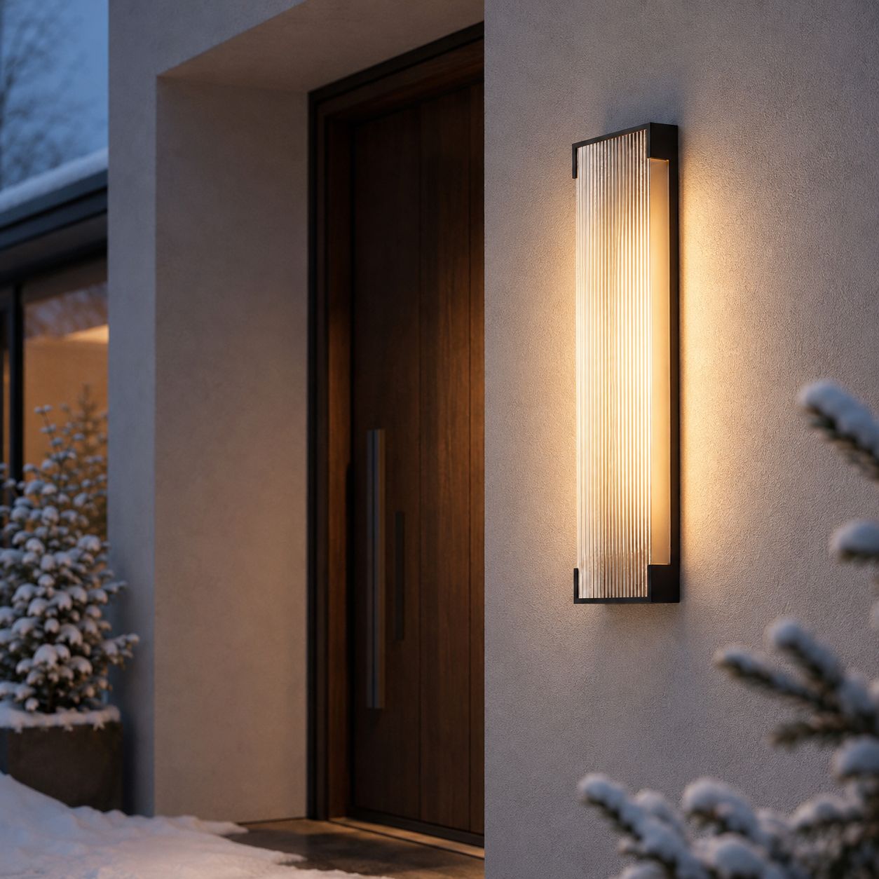 Fluted Panel Outdoor Wall Light | Dim to Warm LED Sconce, IP65 0