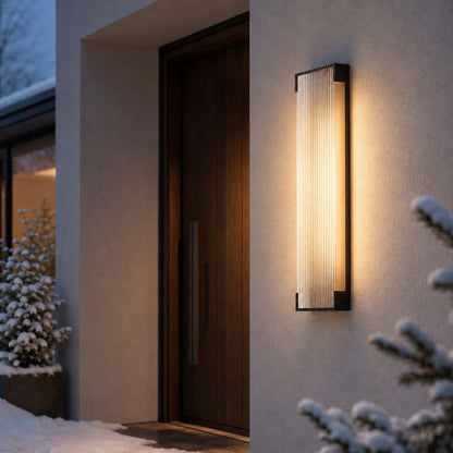 Fluted Panel Outdoor Wall Light | Dim to Warm LED Sconce, IP65 0