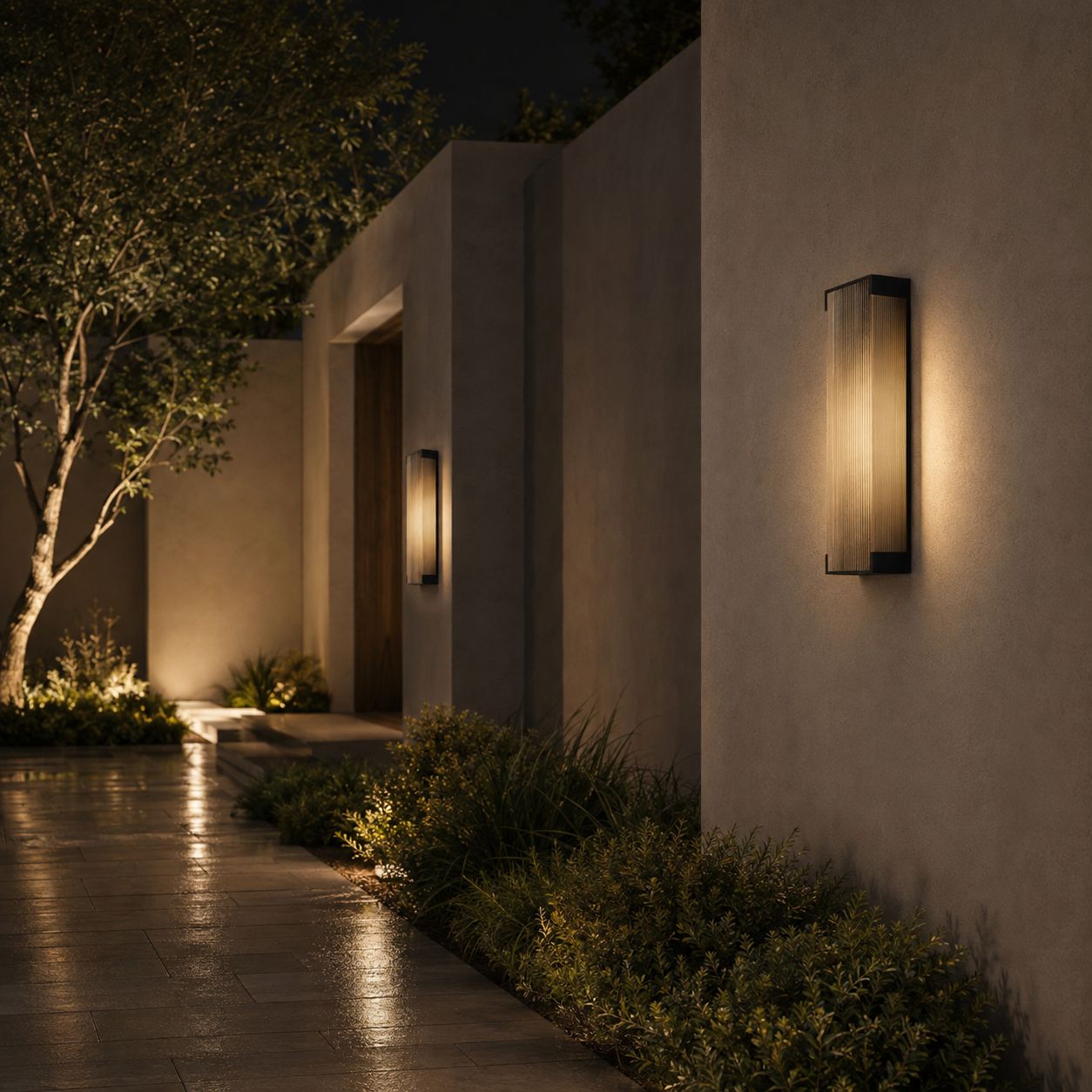 Fluted Panel Outdoor Wall Light | Dim to Warm LED Sconce, IP65 2
