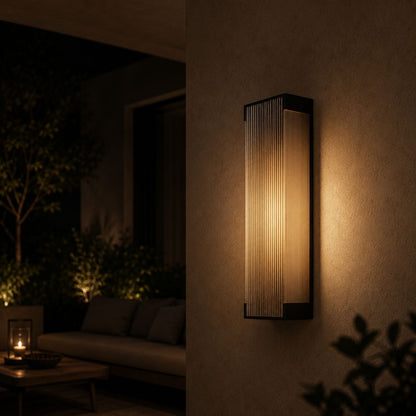 Fluted Panel Outdoor Wall Light | Dim to Warm LED Sconce, IP65 4