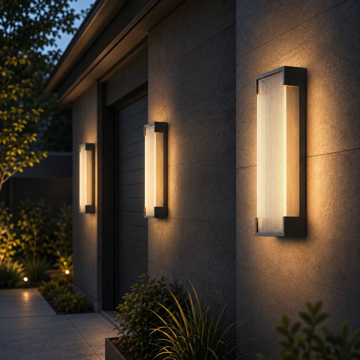 Fluted Panel Outdoor Wall Light | Dim to Warm LED Sconce, IP65 8