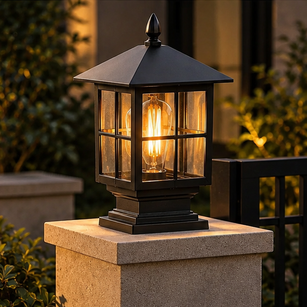 RoyaleGlow Waterproof Outdoor Pillar Light - Traditional Garden LED Lamp