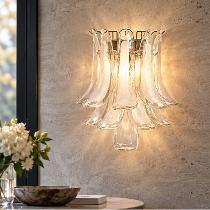 LuxRoyale Murano Glass Petal Wall Sconce