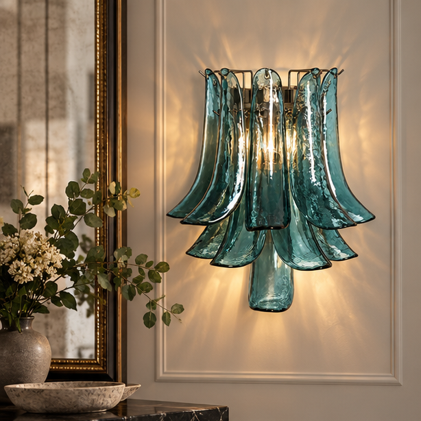 LuxRoyale Murano Glass Petal Wall Sconce