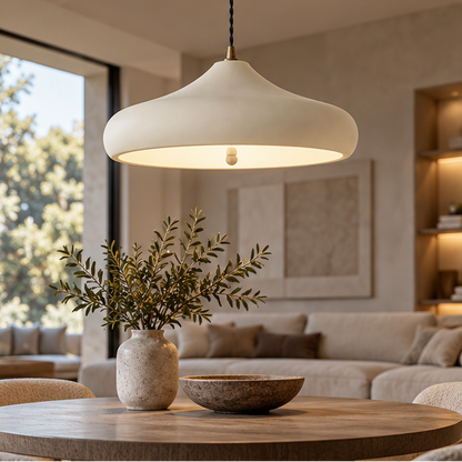 LuxRoyale Modern Sculptural Disc LED Pendant Light with Adjustable Suspension