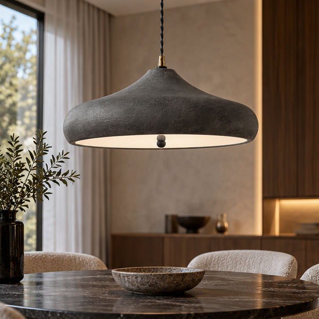 LuxRoyale Modern Sculptural Disc LED Pendant Light with Adjustable Suspension