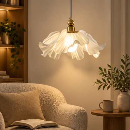 Royelux Frosted Glass Floral Pendant Light - Modern Flower Hanging Lamp
