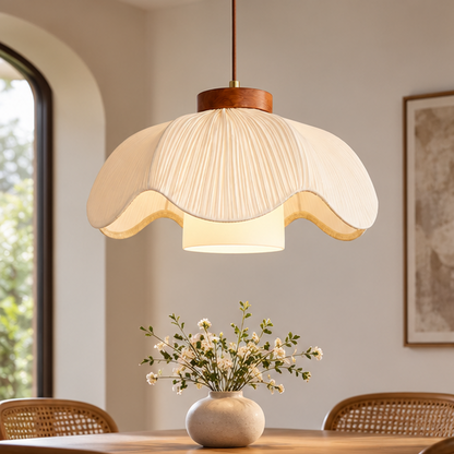 Royelux Scandinavian Pleated Fabric Pendant Light - Tiered Hanging Lamp