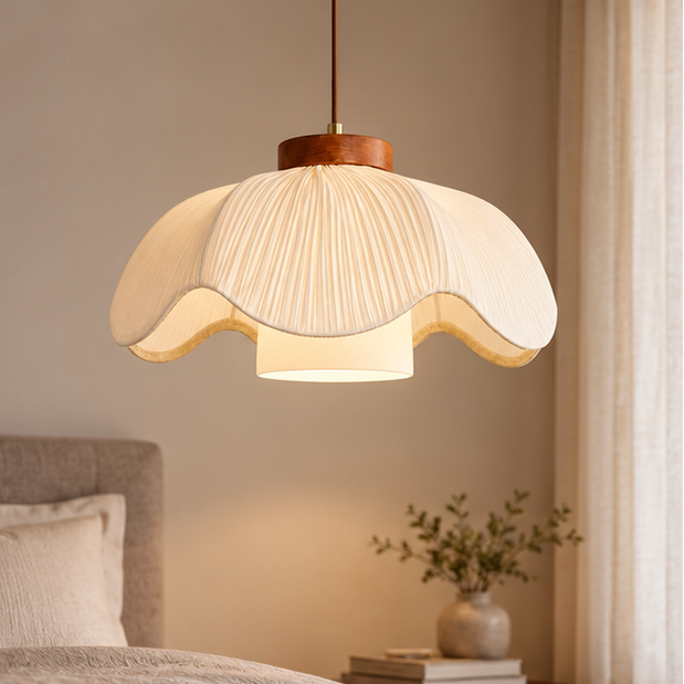 Royelux Scandinavian Pleated Fabric Pendant Light - Tiered Hanging Lamp