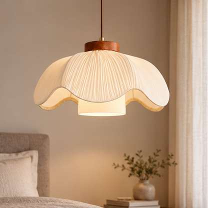 Royelux Scandinavian Pleated Fabric Pendant Light - Tiered Hanging Lamp