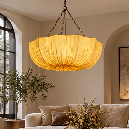 RoyaleGlow Pleated Fabric Pendant Light Hanging Ceiling Lamp