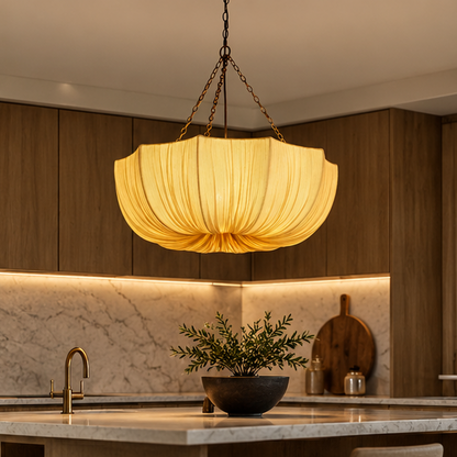 RoyaleGlow Pleated Fabric Pendant Light Hanging Ceiling Lamp