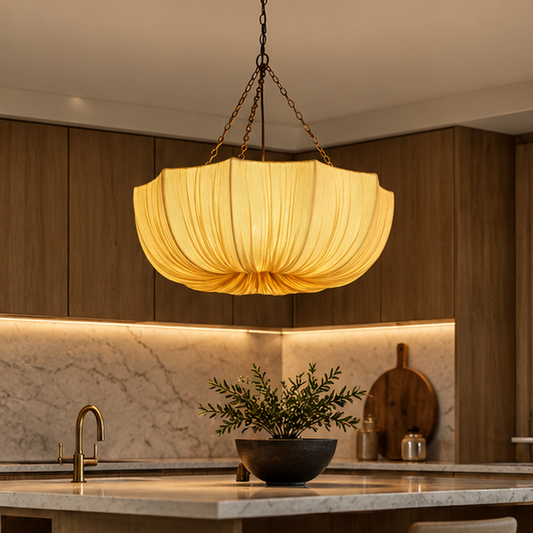 RoyaleGlow Pleated Fabric Pendant Light Hanging Ceiling Lamp