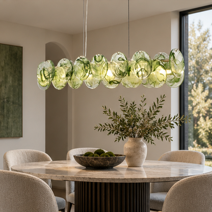 RoyaleGlow Linear Murano Glass Chandelier - Multi Color Dimmable Hanging Light