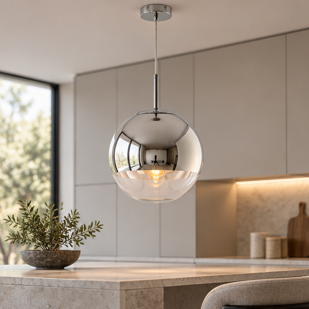 Royelux Modern Silver Glass Globe Pendant Light Cluster For Dining Room