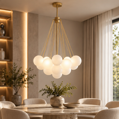 LuxRoyale Modern Glass Bubble Chandelier Hanging Light Fixture For Dining Room