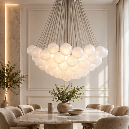 LuxRoyale Modern Glass Bubble Chandelier Hanging Light Fixture For Dining Room