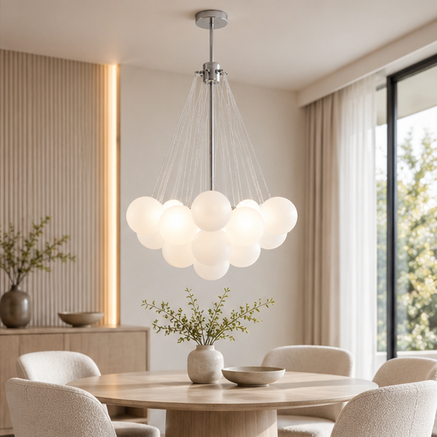LuxRoyale Modern Glass Bubble Chandelier Hanging Light Fixture For Dining Room