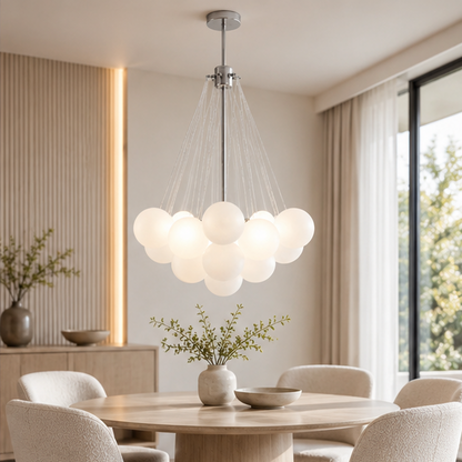LuxRoyale Modern Glass Bubble Chandelier Hanging Light Fixture For Dining Room