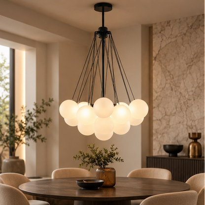 LuxRoyale Modern Glass Bubble Chandelier Hanging Light Fixture For Dining Room