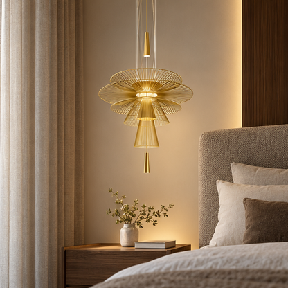 Royelux Modern Iron Wireframe Chandelier Pendant Light with GU10 Spotlight