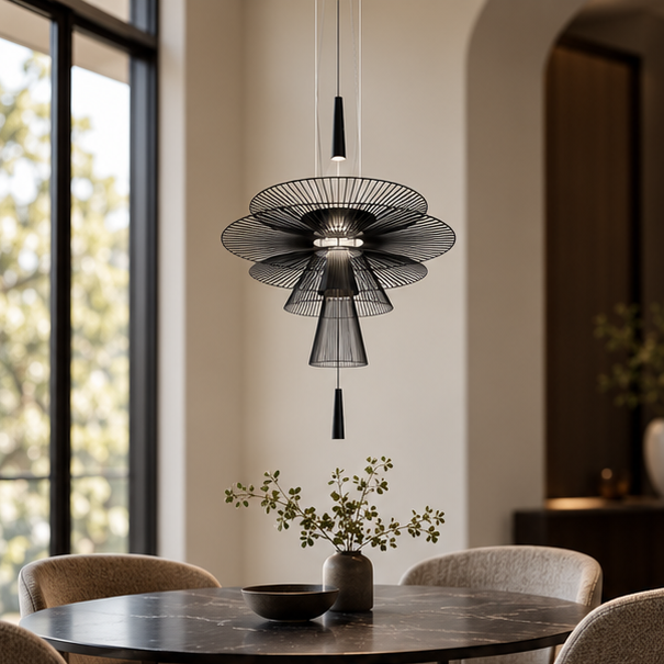 Royelux Modern Iron Wireframe Chandelier Pendant Light with GU10 Spotlight