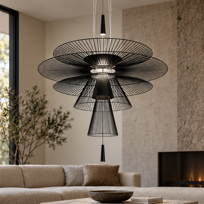 Royelux Modern Iron Wireframe Chandelier Pendant Light with GU10 Spotlight