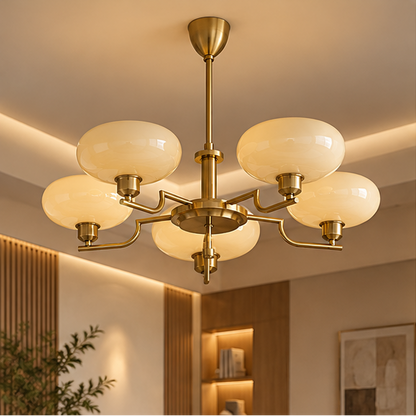 RoyaleGlow Vintage Brass Glass Chandelier Pendant Light
