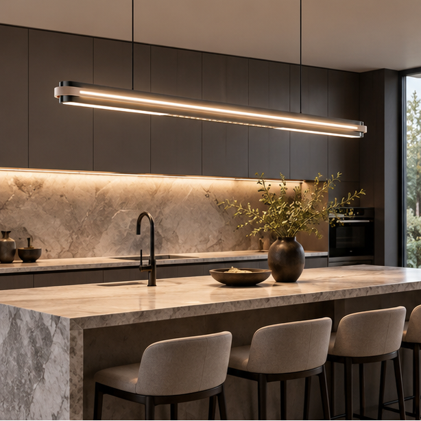 Royelux Modern Linear LED Pendant Light - Adjustable Island Lighting For Dining Room