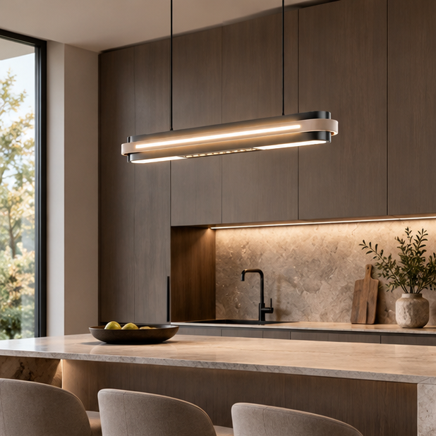 Royelux Modern Linear LED Pendant Light - Adjustable Island Lighting For Dining Room
