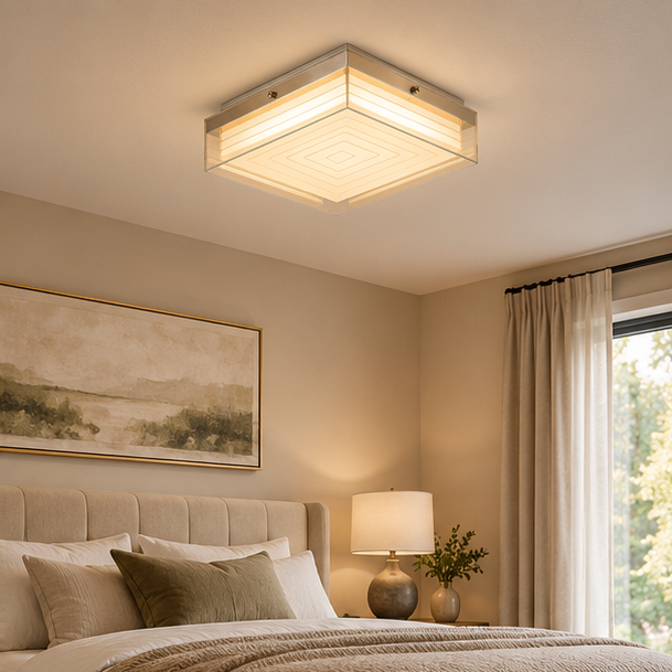 Royelux Modern Dimmable Cube Flush Mount Ceiling Light Fixture