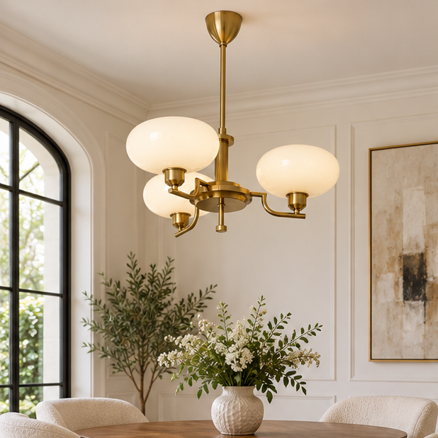 RoyaleGlow Vintage Brass Glass Chandelier Pendant Light
