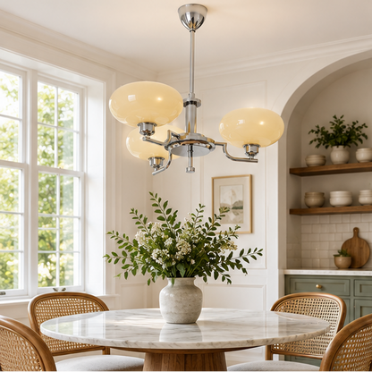 RoyaleGlow Vintage Brass Glass Chandelier Pendant Light