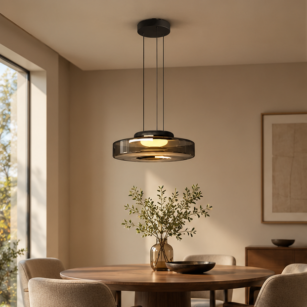 LuxRoyale Modern Glass Pendant Light - Adjustable Dimmable LED Hanging Lamp