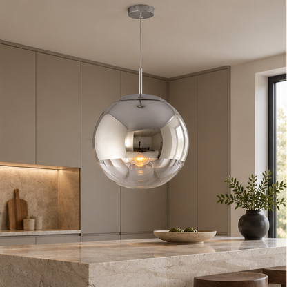 Royelux Modern Silver Glass Globe Pendant Light Cluster For Dining Room