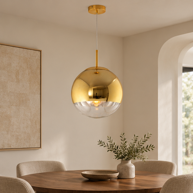 Royelux Modern Silver Glass Globe Pendant Light Cluster For Dining Room