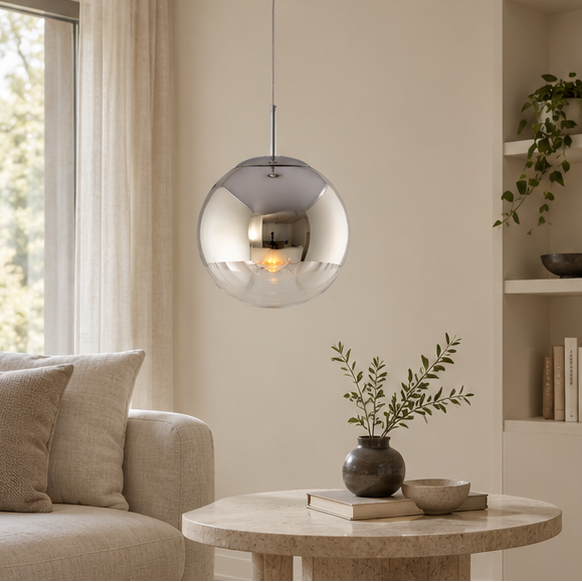 Royelux Modern Silver Glass Globe Pendant Light Cluster For Dining Room