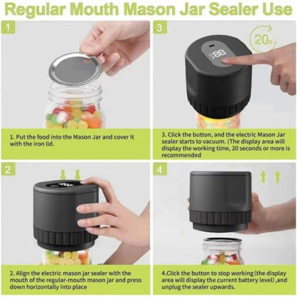 RoyaleGlow Electric Mason Jar Vacuum Sealer Kit | Cordless & Efficient Vacuum System for Mason Jars