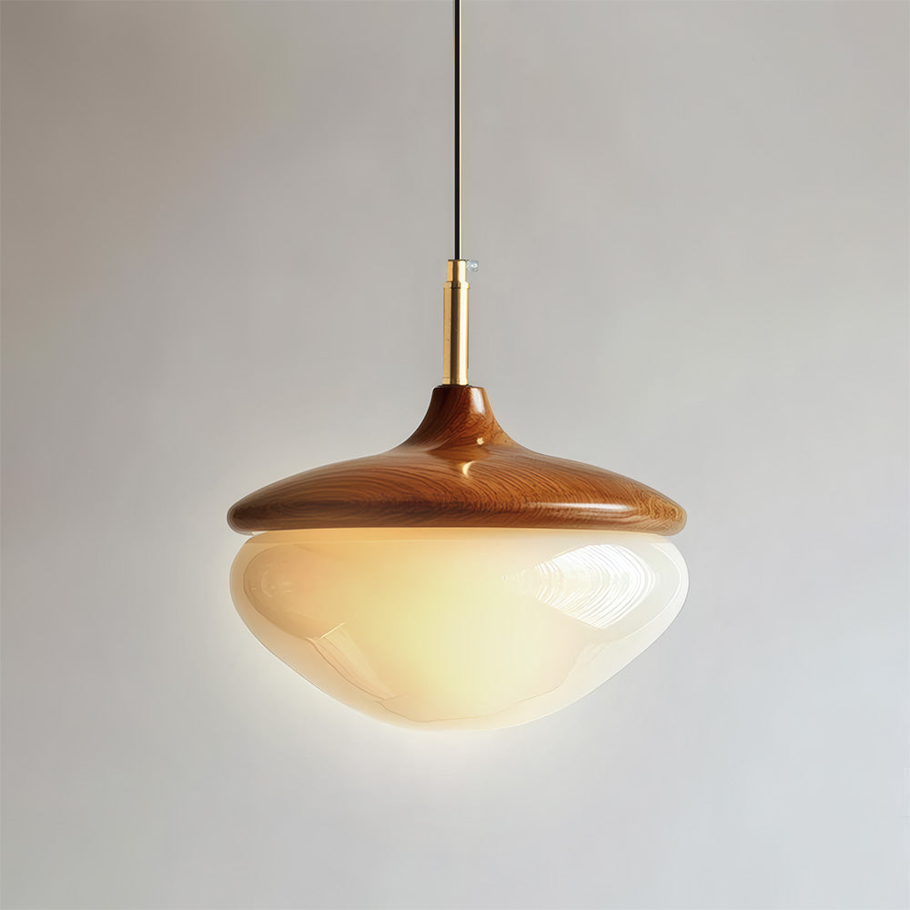 RoyaleGlow Vintage French Cream Style Hazelnut Glass Pendant Light